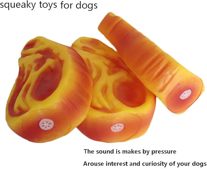 Pet Chew Toy Interactive Dog Food Toy Bite Sandwich 3 Pack Soft Non-Toxic Teeth Cleaning Dog Toys Squeaky for Puppies Small Dogs Cats DT11 Steak