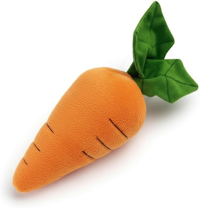 PETLOU 8 Inch Carrot Plush Dog Toy for Soft Chewers – Durable Squeaky & Crinkle, Anti Boredom Chew Toy for Dogs, Cute Soft Stuffed Calming Indoor Pet Toy for All Dog Breeds