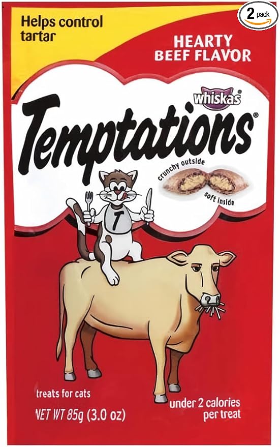 Whiskas Temptations Classic Treats for Cats Hearty Beef Flavor (Pack of 2)