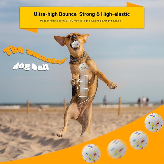 Dog Balls Toys for Aggressive Chewers, Indestructible Bouncy Floating Balls for Dogs to Fetch, Durable Solid Rubber Ball for Training (2 PCS)