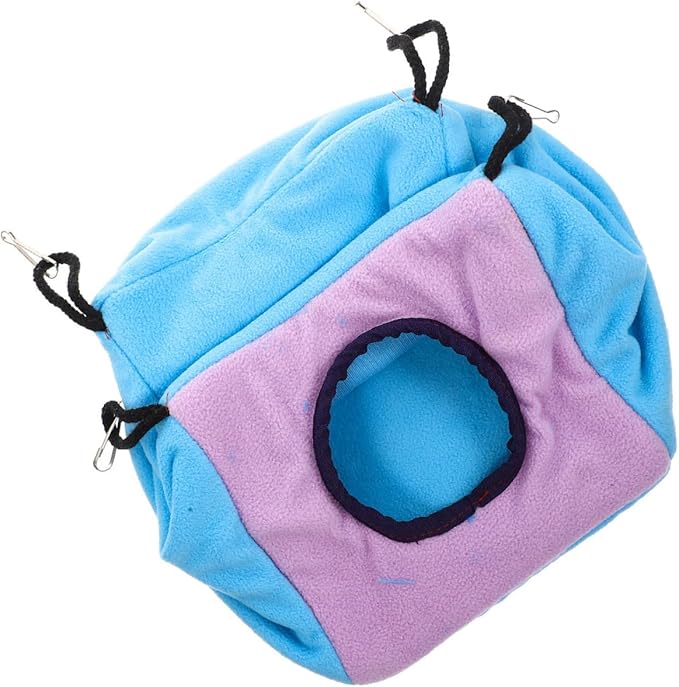 Small Animal Double-Layer Hanging Cube Hammock Cage with Cotton Nest Bed, Cozy Guinea Pig and Hamster Hideout for Ferret, Rat, Chinchilla, and Bird Cage Accessories