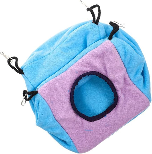 Small Animal Double-Layer Hanging Cube Hammock Cage with Cotton Nest Bed, Cozy Guinea Pig and Hamster Hideout for Ferret, Rat, Chinchilla, and Bird Cage Accessories