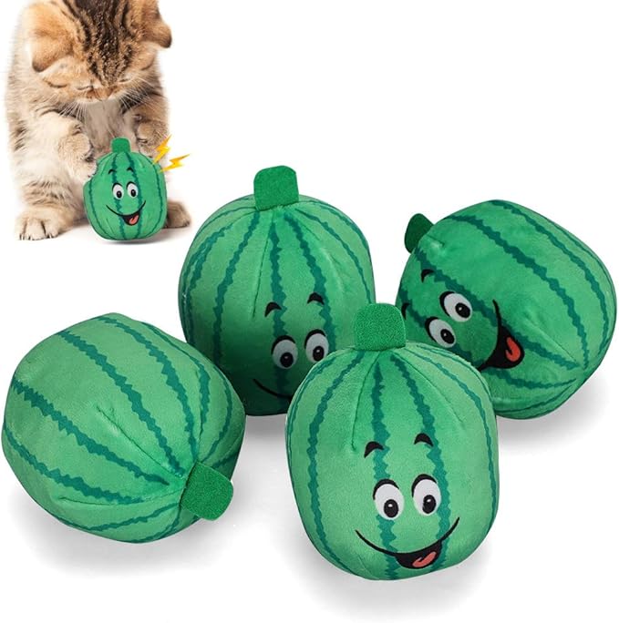 VINGVO Watermelon Toy Interactive Soft Pet Toys, Cat Interactive Toys Dog Plush Toys Squeaky Teething Toys, Funny Dog Puppy, Interactive Stuffed Dog Chew Toys for Small Large Dogs