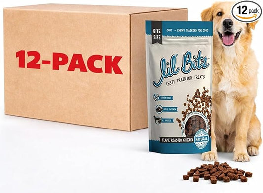 Soft & Chewy Training Treats for Dogs, Bite Size Reward Treats for Training & Positive Reinforcement, Grain Free Treats Made with Real Chicken, Flame Roasted Chicken Flavor, 12 Pack (4 oz Each)