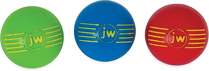 JW iSqueak Ball Durable Natural Rubber Dog Toy (Assorted Colors)
