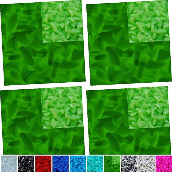 80 pcs Cat Nail Caps | Cat Claw Covers | with Adhesives and Applicators (Glow in the Dark Green, S)