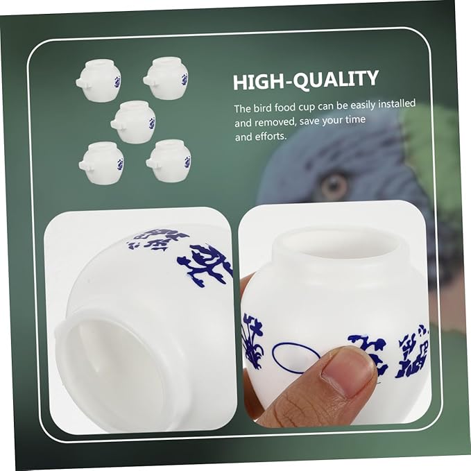 COLLBATH 5pcs Large Round Parrot Food Holders Bird Cage Food Bowls for Fruits Nuts Easy-Clean Sturdy Bird Dish Accessories for Parrots