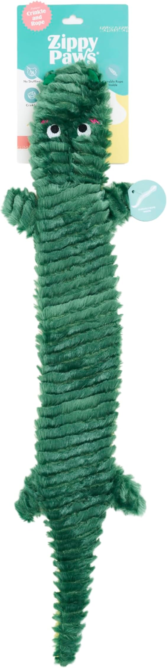 ZippyPaws Rope Reptilez Dog Toy – Rope & Plush Tug Toy (Alligator)