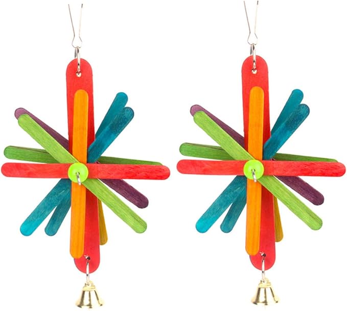 Abaodam 2pcs Parrot Bite Hanging Colorful Block Chew Strings Sturdy Bird for Cage Accessories Suitable for Parrots and Small Birds