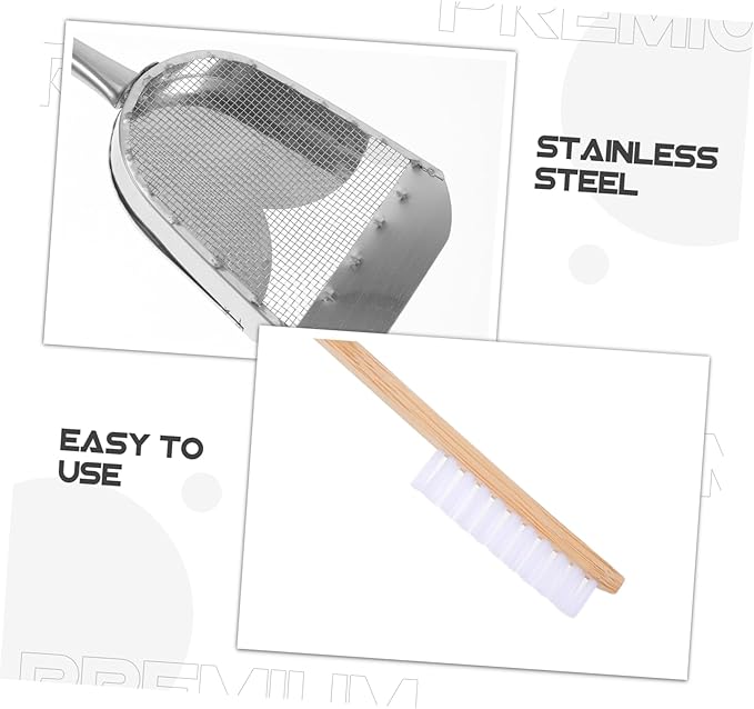 Kisangel 2pcs Bird Cage Cleaning Brush and Shovel Set Efficient Cage Tools for Bird Chicken Coop Feeder Perch Cleaning