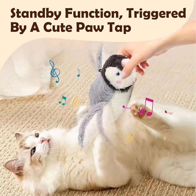 2026 New Chase Cat Toy, Rechargeable Interactive Chirping Bird Cat Toy, Chirping Bird Cat Toy Flapping Wings, Flying Interactive Simulation Electric Cat Toy (Orange)