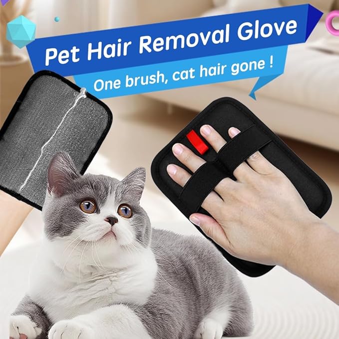 Pet Hair Removal Glove for Cats & Dogs – Upgraded Electrostatic Reusable & Washable Gloves, Magic Pet Hair Remover Tool for Sofa, Carpet, Furniture, Car Seats & Clothes (1 Pack)