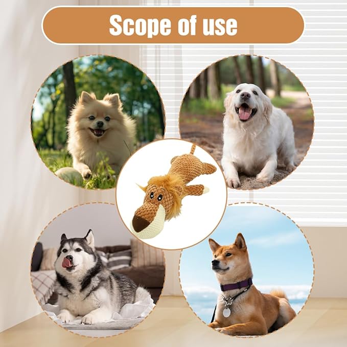 ROWPOZ Dog Plush Toys for Aggressive Chewers, 2026 New Indestructible Dog Squeaky Toys Dogs Puppy Chew Toys, Durable Chew Toys Dogs Plush Toy to Keep Them Busy (Yellow Lion)
