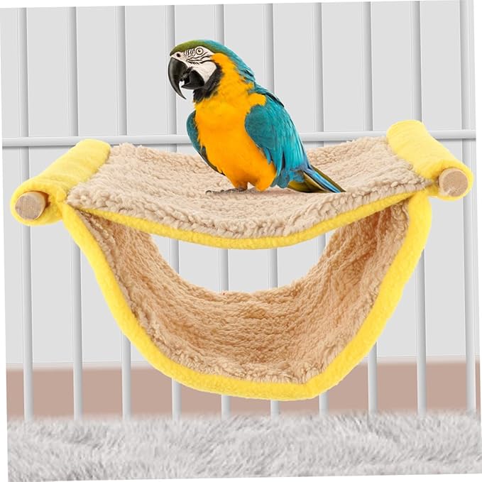 ARTIBETTER Double Layer Small Animal Hammock Soft Plush Hanging Bed for Ferrets Hamsters Small Birds Cage Accessory Yellow Cozy Hideout