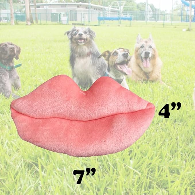 Pink Lips Plush Fetch Dog Toy Pet-Safe, Machine-Washable Material with Squeaker for Bonding, Play Time, Mental Stimulation, Exercise, Training, & More