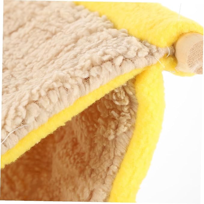 GLEAVI Double Layer Small Pet Hammock Hanging Bed Soft Plush Swing Cave for Hamsters Ferrets Birds Cage Accessories Yellow