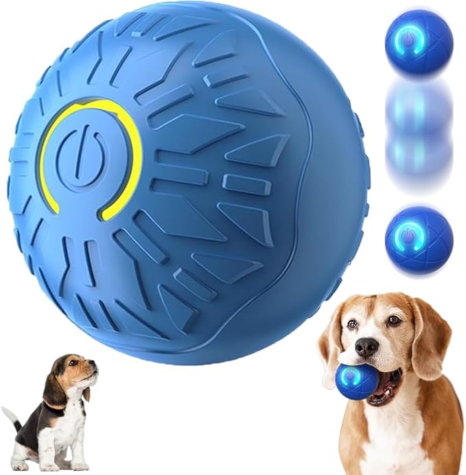 Interactive Dog Toys for Small Dogs, Dog Balls Automatic Rolling Ball for Puppy Small Medium Dogs and Cat, Self Moving Jumping Bouncing and Rotating Toy for Indoor Cats and Dogs (Blue)