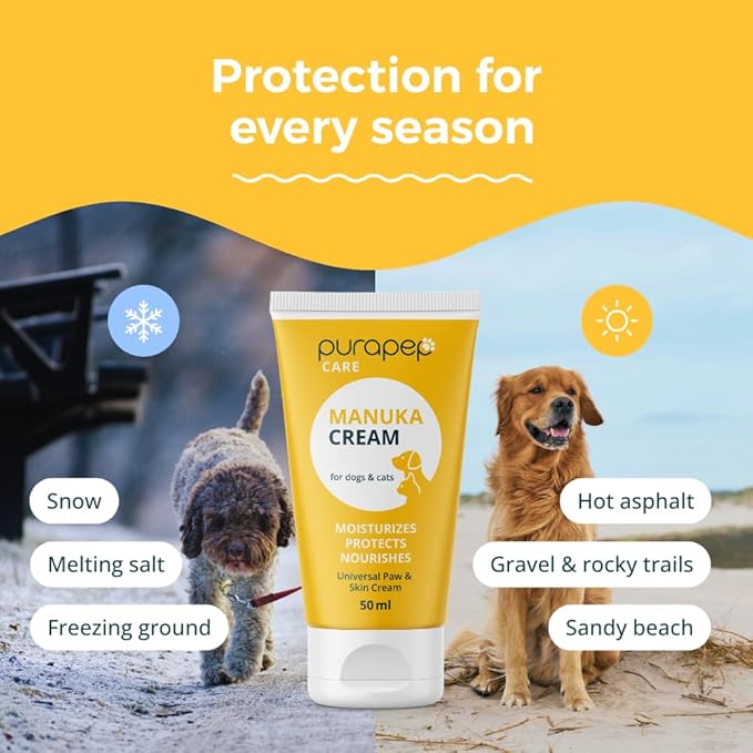 Care Manuka Cream for Dogs & Cats – 25% Manuka Honey – Lick-Safe Paw, Nose & Skin Relief – Soothes, Protects & Restores Naturally – Winter & All Season Pet Care – 1.7 fl oz / 50 ml