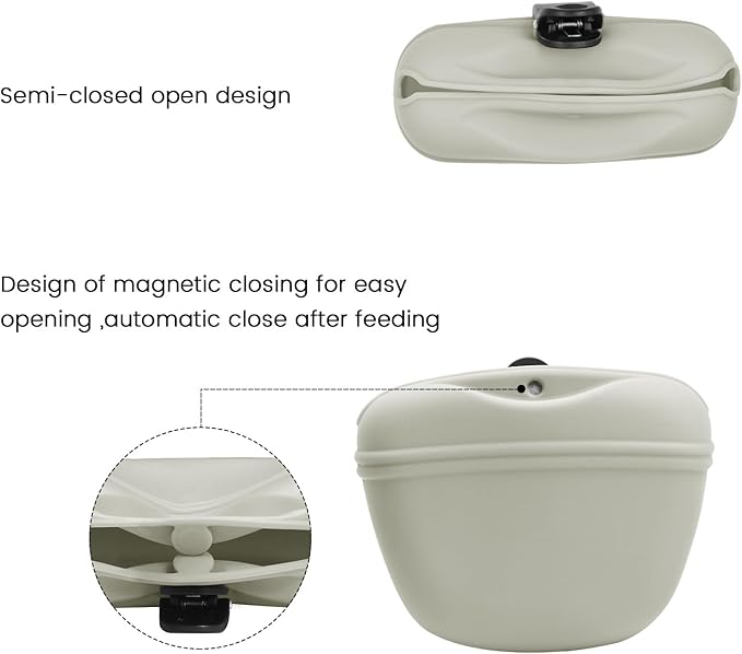 AUDWUD Silicone Dog Treat Pouch,With Dog Training Clicker,Clip on Portable Training Container,Convenient Magnetic Buckle Closing and Upgraded Waist Clip for Enhanced Stability