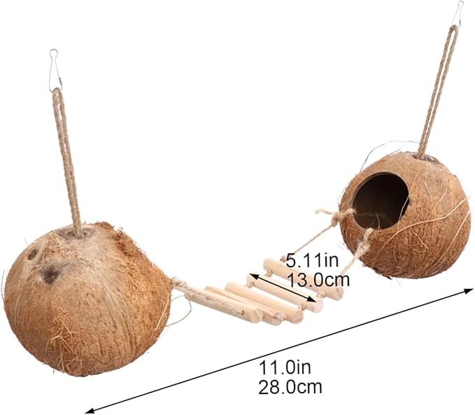 BESPORTBLE Parrot Hamster Coconut Ladder Nest for Small Pets Easy Install Bird Cage Accessory Parakeet Coconut Nest Hideout