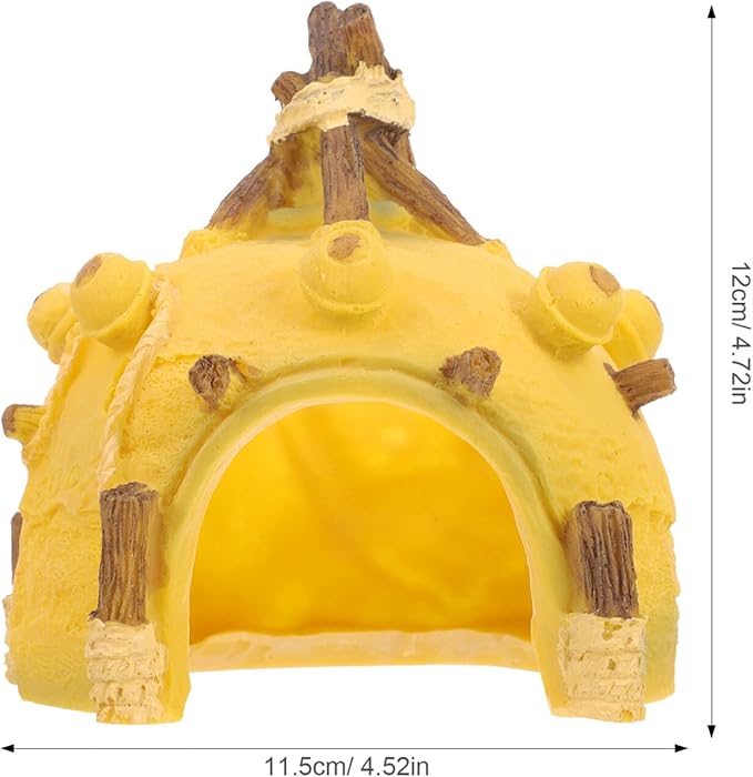 Ipetboom Aquarium Hideout Tent-Shaped Fish Cave Ornament for Fish Tank Decor Vivid Landscape for Aquatic Pets to Play and Rest