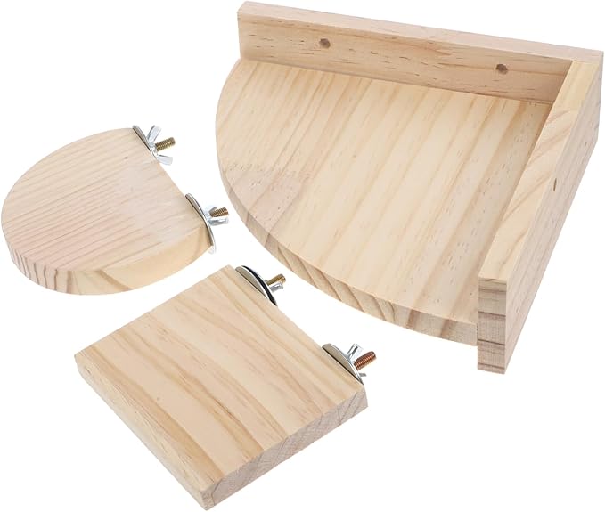 Happyyami 3Pcs Jumping Stand for Hamsters and Birds Climbing Platform Flat Half Pet for Cage Enrichment