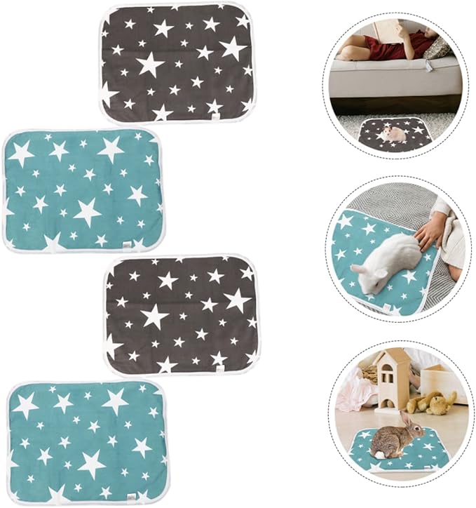 Happyyami 4pcs Pet Pee Mat Bunny Accessories Professional Bunny Liner Leakproof Pet Cushion Small Animal Bedding Bird Cage Cushion Mat Underlying Eva Water Rabbit Supplies