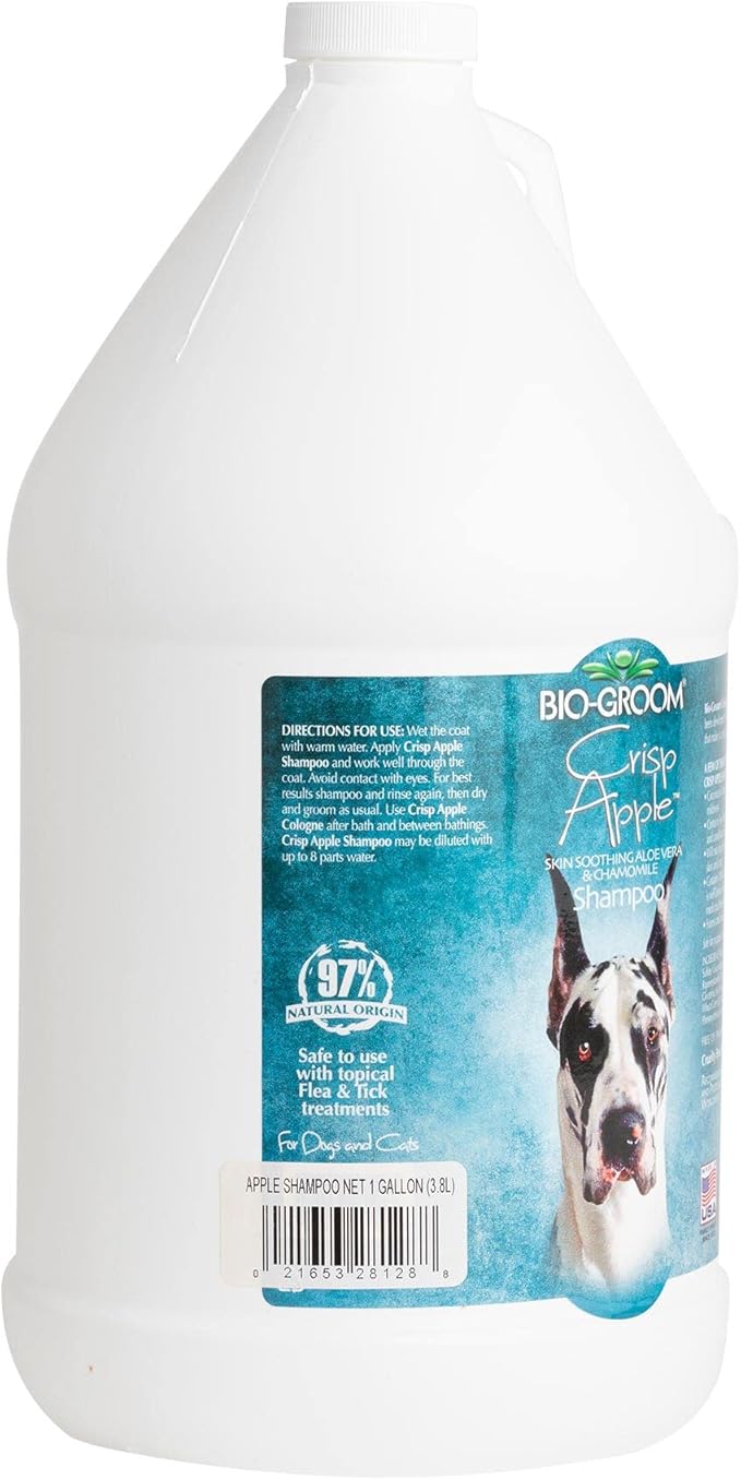 Bio-Groom Crisp Apple Dog Shampoo - Natural Scent Pet Shampoo, Aloe Vera, Chamomile, Cat & Dog Bathing Supplies, Puppy Wash, Cruelty-Free, Made in USA, Quick Rinse Cat Shampoo - 1 Gallon