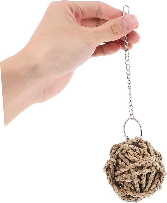 UKCOCO 3Pcs Parrot Chewable Rattan Ball Set Engaging Bird Cage Accessories for Cockatiels Parakeets and Pets Safe and Easy to Clean Chewing