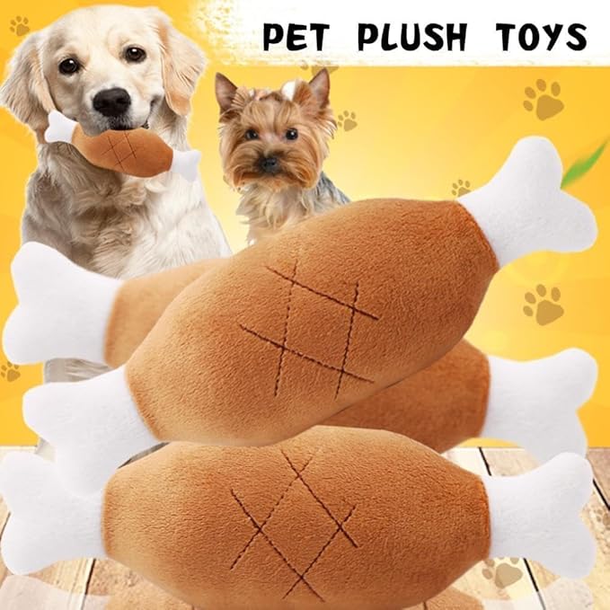 2Pcs Brown Chicken Leg Plush Toy,Creative Pet Chew Toys,Interactive Sound Toys,pet Squeaker Toy,Chicken Legs Bone Pet Funny for Dogs and Cats,Squeak Toys,Perfect for Pet’s Teeth Supplies