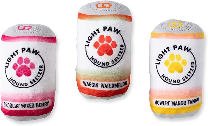 Fringe Studio Plush Dog Toy Set, Light PAW CANS, 3 Piece Set, for Small Dogs (289557)