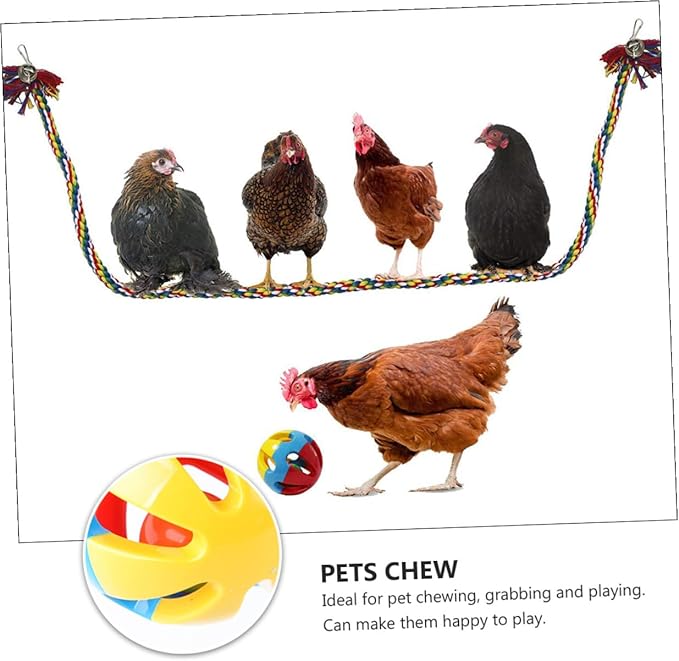 DOITOOL 2pcs Tricolor Hanging Parrot Balls 8cm Diameter Plastic Chewing Plaything for Pet Birds Cage Accessories