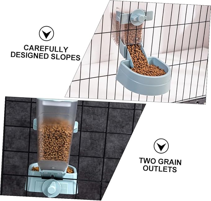 Outanaya Hanging Automatic Bird Feeder Small Pet Feeder Blue Plastic for Outdoor Bird Cages and Hamster Accessories