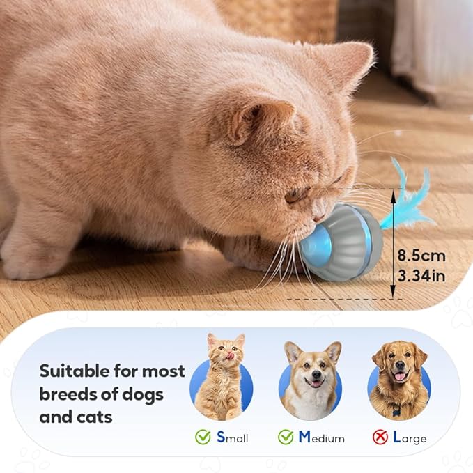 Interactive Rolling Cat Dog Ball Toy, Smart Automatic Moving Cat Toys for Indoor Cats, Self-Rolling Interactive Cat Toy Ball for Kittens & Small Dogs, Fun Gifts for People Who Love Cats (Mint)