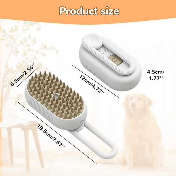 4 in 1 Cat Steam Brush for Shedding, Rechargeable Pet Groomer Brush with Steam, Multifunctional Anti-Static Hair Removal Comb for Cats and Dogs, Used for Massage, Cleaning, Shedding & Combing (White)