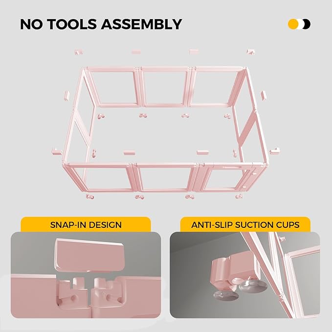 EVERFRONT Clear Acrylic Plastic Dog Playpen - Clear Dog Play Pen - Easy Assemble Acrylic Dog Playpen - Puppy Playpen, Cat Playpen, Small Animal Playpen, Dog Play Pen Indoors (Pink-30.3" H, 10PCS)