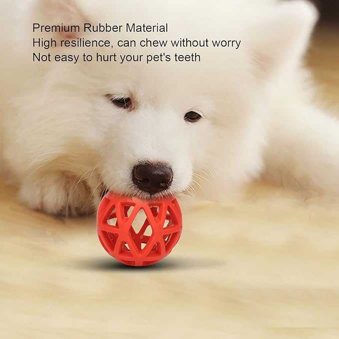 Asixxsix Hollow Dog Ball, Rubber Dog Toy Puzzle Ball Bite Fun Interactive Chewing Pet Toy Ball, Lightweight and Portable Pet Toy for Dogs Cats Pets (S)
