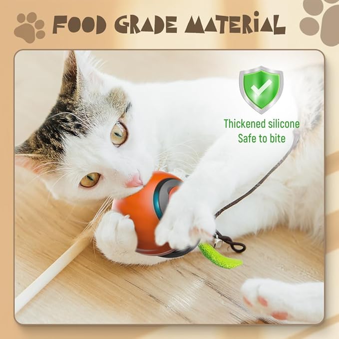 2025 New Speedy Toy Interactive Cat Toy for Indoor, Two Speed Adjustment With Replacement Tail, USB Rechargeable Smart Automatic Rolling Pet Ball (Blue* 2)