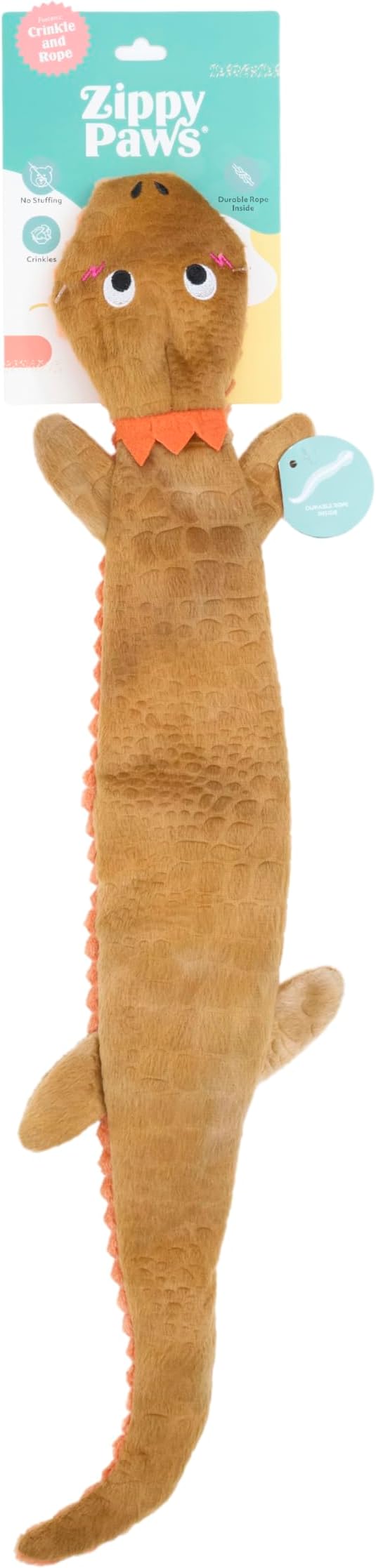 ZippyPaws Rope Reptilez Dog Toy – Rope & Plush Tug Toy (Bearded Dragon)