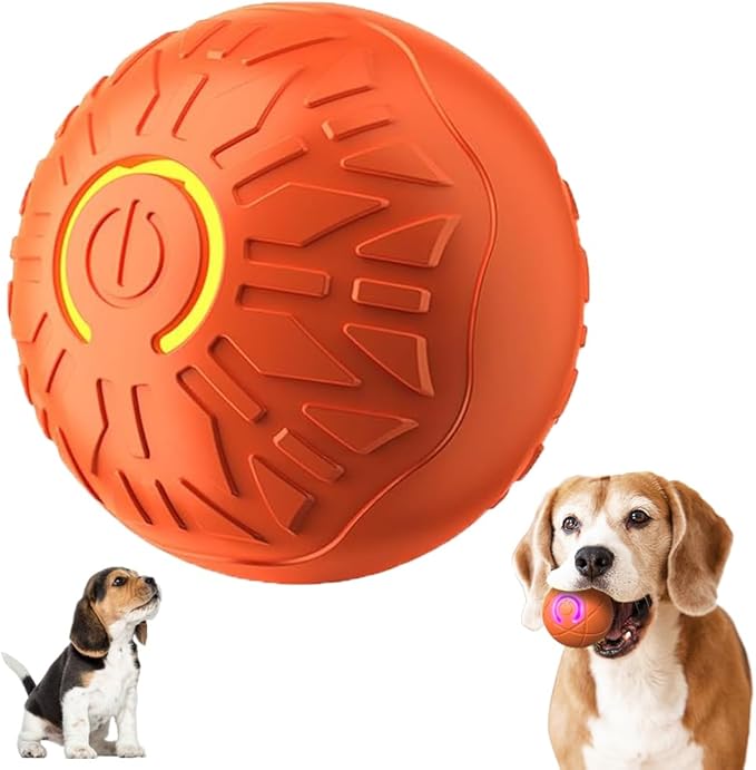Interactive Dog Toys for Small Dogs, Dog Balls Automatic Rolling Ball for Puppy Small Medium Dogs and Cat, Self Moving Jumping Bouncing and Rotating Toy for Indoor Cats and Dogs (Orange)