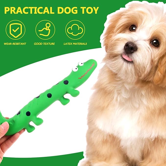 Angoily Squeaky Dog Cat Toy Puppy Toys Interactive Tough Play Fetch, No Stuffing, Small, Medium, Large Pet Breed, Reduce Separation Anxiety, 9.5 Inch (Latex Lizard)