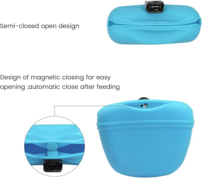 AUDWUD Silicone Dog Treat Pouch,with Dog Training Clicker,Clip on Portable Training Container,Convenient Magnetic Buckle Closing and Upgraded Waist Clip for Enhanced Stability