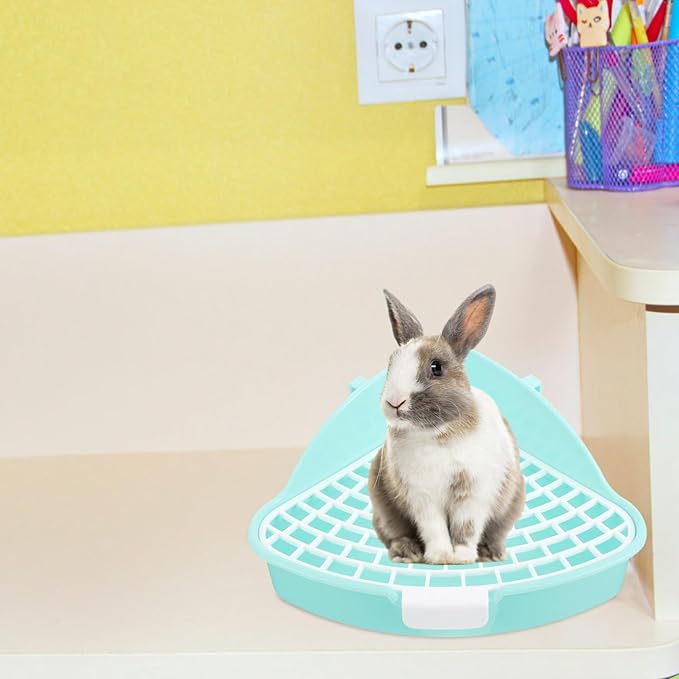 Sosoport Pet Potty Trainer Litter Box Mat for Small Animals Corner Cat Dog Rabbit Guinea Pig Indoor Potty Training Aid