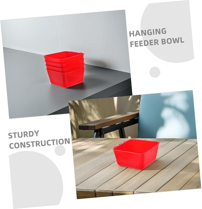 6pcs Hanging Rabbit Food Bowl Bird Water Feeder for Chicken Coop 12.5x9.5x6CM Sturdy PET Feeding Cups Suitable for Small Animals and Poultry