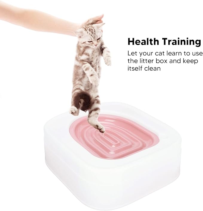 Luqeeg Cat Training Kit - Professional Reusable Toilet Trainer, Urinal Seat with Extra Blue Tray, Recess Design Facilitates Tray Removal