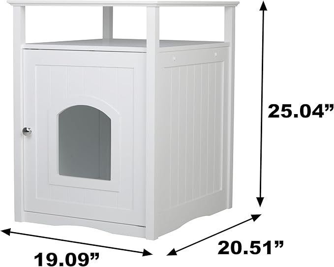 Merry Pet Cat Washroom Litter Box Cover/Night Stand Pet House, Glossy White