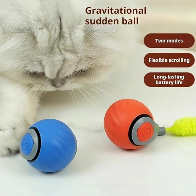 Bytewave Speedy Tail 3.0 is a Smart, Rolling cat Toy with 360° Motion, Feather Tails, and USB Charging. Two Modes Keep Indoor Cats Active, Entertained, and Engaged. Includes red and Blue Balls.