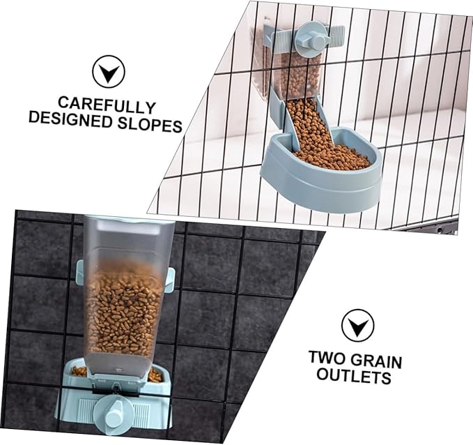 Automatic Hanging Bird and Small Pet Feeder with Water Dispenser, Blue Sturdy Feeder for Outdoor Birdcage, Hamster Cage Accessory Suitable for Birds and Small Pets