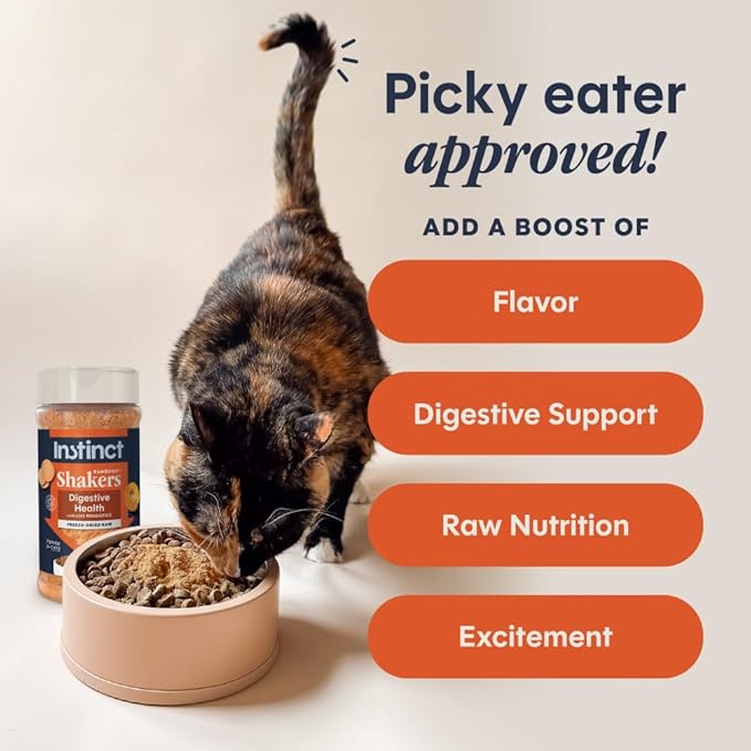 Instinct Raw Boost Shakers, Freeze-Dried Powder, Cat Food Topper, Chicken - Gut Health, 5.5 oz. Bottle