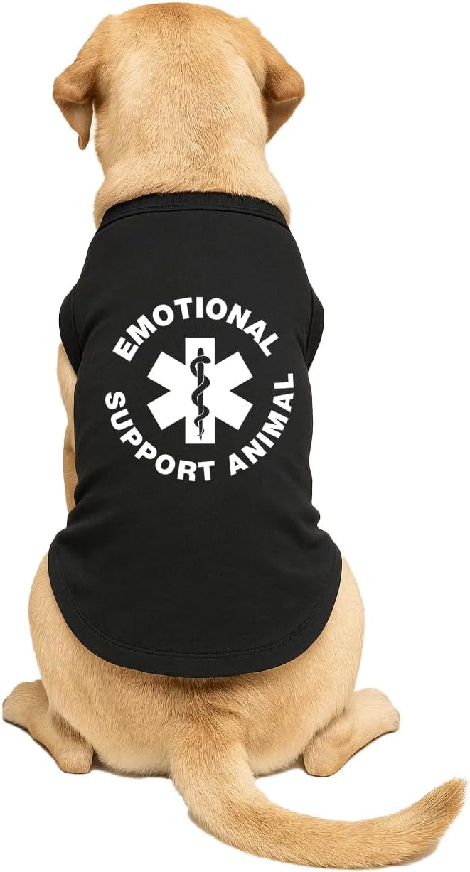 Emotional Support Animal Dog Tee Shirt | Sleeveless Breeds | Service Dog | Working Animal | Assistance |Black, 4X-Large 209